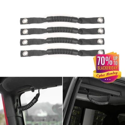 Black Interior Car Grab Grip Bar Handles Mount Kit For Jeep Wrangler TJ JK JKU 4 Foto 1 de 4