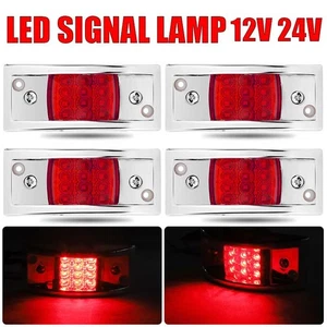4X Red LED 5in Side Marker Lights Clearance Lamp Van Lorry Truck Trailer Chrome - Picture 1 of 7