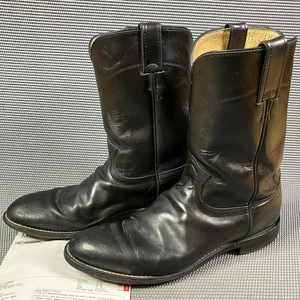Justin Botas Para Hombre Talla 10 D Negro Estilo 3702 Ropers Vaquero Cuero Occidental - Imagen 1 de 13