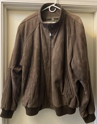 Chaqueta de cuero Members Only Club House para hombre 2XL marrón bombardero cremallera forrada de colección. Foto 1 de 4