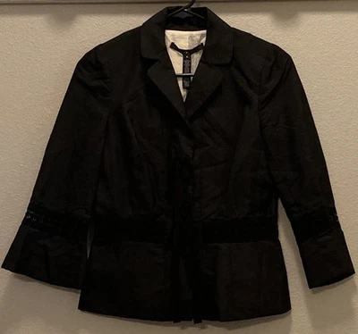 Blazer Robert Rodriguez Recortado Crochet Borde Lazo Negro Nuevo con Etiquetas Talla 6 Foto 1 de 4