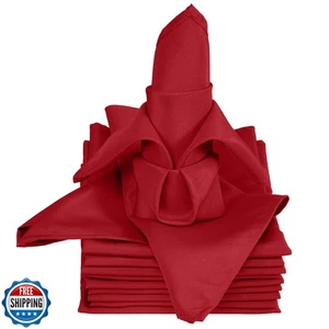 TableLinensforLess [12 Pack, Cherry Red] XL SimplyPoly Cloth Napkins 20x20 In - Picture 1 of 3