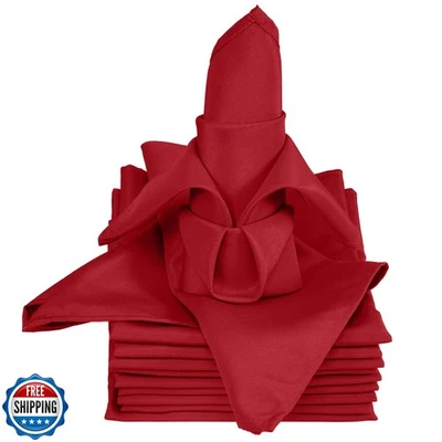 TableLinensforLess [12 Pack, Cherry Red] XL SimplyPoly Cloth Napkins 20x20 In - Image 1 of 3