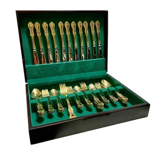 Reed & Barton Golden Marlborough Design vergoldet 59 Teile Service für 12 Besteck - Bild 1 von 7
