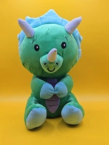 Juguete de peluche de dinosaurio Amscan Triceratops 10" verde rosa vientre - Imagen 1 de 5