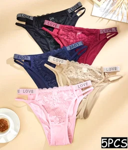 Confezione 5 Mutandine Donna Sexy Love Mutandine Lingerie Slip Intimo XL US - Foto 1 di 3