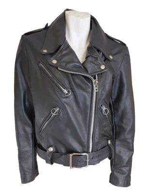 Chaqueta de Colección Brooks 32 (XS) Cuero Negro Motocicleta Garra Cremallera EE. UU. MARCA Foto 1 de 4