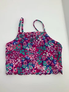 NWT J Crew Crewcuts Girls' Swimsuit Top UPF 50+ Size 6-7 Purple Mini Floral - Picture 1 of 4
