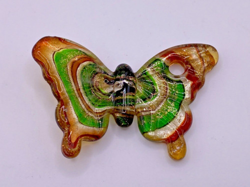 Multicolor Murano Glass Butterfly Pendant 2"