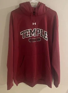 Temple University Owls Under Armour Hoodie Mens 2XL XXL Maroon Cherry Red - Picture 1 of 8