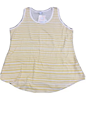 Lularoe 2XL/2X Tank Top White Yellow Stripe 🦄 Plus Summer Sleeveless New XXL - Image 1 of 4
