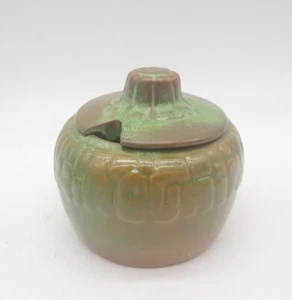 Vintage Frankoma Pottery Mayan Aztec Jam Mustard Jar or Pot Prarie Green # 7S - Bild 1 von 9