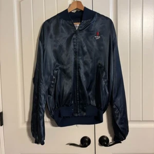 Vintage 80s Michelob light ultra beer satin windbreaker bomber jacket large - Picture 1 of 5