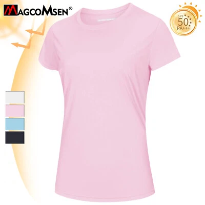 Womens Short Sleeve Shirts UPF50+ Sun Protection Quick Dry Athletic Workout Tops - Image 1 of 4