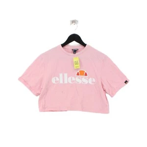 Ellesse Women's Top UK 12 Pink 100% Cotton Cropped - Picture 1 of 6
