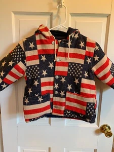 Petit Boy FRANCE AMERICAN FLAG COAT COTTON BLEND JACKET HOODED RED WHITE BLUE 4 - Picture 1 of 9