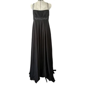 Davids Bridal Black Formal Maxi 16 Dress Beaded Waist Style F12495 Wedding - Picture 1 of 5