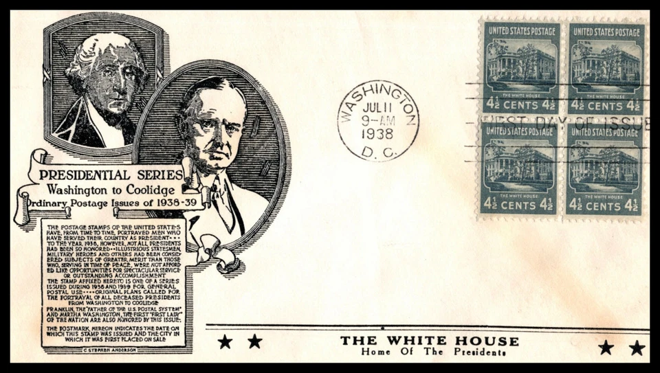 1938 Presidential Series Prexy Sc 809-50a with C. Stephen Anderson cachet (A - Image 1 of 1