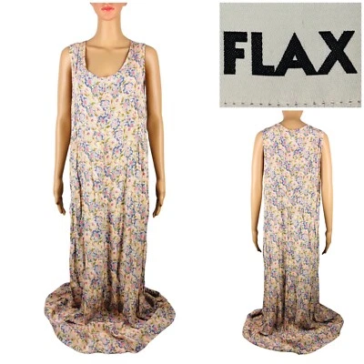 Vestido sin mangas floral largo 100 % rayón sin mangas mediano de lino para mujer usado en excelente estado Foto 1 de 4