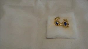 Avon Ohrstecker 1986 simulierter Saphir und goldfarben - Bild 1 von 4