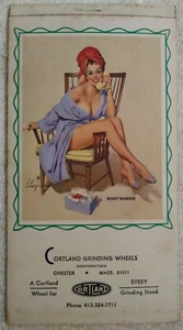 VTG Gil Elvgren Pin-Up Girl Salesman Diary Calendar Cortland Grinding Wheels '66 - Picture 1 of 4