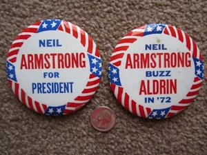 ORIGINAL NEIL ARMSTRONG für PRESIDENT Pin Vintage Button APOLLO 11 - Bild 1 von 2