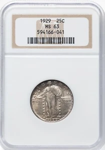 1929 Quartiere Liberty in piedi NGC MS-63 - Foto 1 di 2