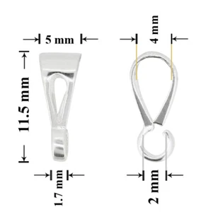 Sterling Silver Open Loop Bail 11.5x5mm for Crystals Pendants * Findings - Picture 1 of 1