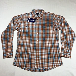 Wrangler Western Cowboy Pearl Snap Plaid Shirt Boys XL long sleeve Retro Ranch - Picture 1 of 10