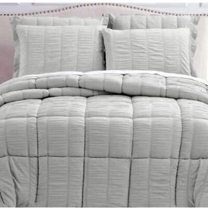 Hotel Living Seersucker Comforter Set Queen Grey - Picture 1 of 1