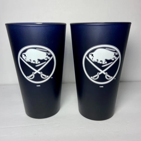 BUFFALO SABRES 2 ETCHED LOGO 16 oz PINT GLASSES BLUE Cover