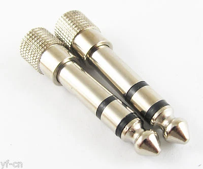 100x Silver Stereo 6.35mm 1/4" Male to 3.5mm 1/8" Female Headphone Audio Adapter - Image 1 of 4