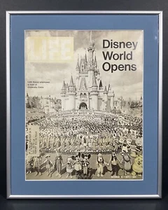 Vintage Framed 1971 Life Magazine Cover Disney World Opening Day Mickey & Minnie - Picture 1 of 9