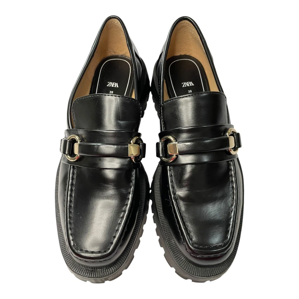 Mocasines Zara Penny Grunge Hebilla Sin Cordones Gruesos Caprichosos Negros Mujeres Talla 39 Foto 1 de 4