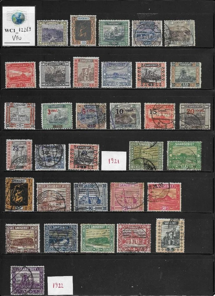 WC1_12269. GERMANY: SAAR. Valuable lot of 1921-1922 stamps. Used - Image 1 of 1