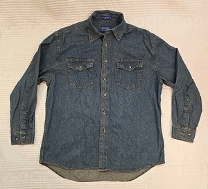 Pendleton Everett Button Down L/S Denim Style Shirt 100% Cotton Blue Men's Large - Picture 1 of 6