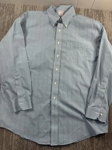 Brooks Brothers Hemd Herren 17-35 blau grün kariert Madison bügelfrei Supima Baumwolle - Bild 1 von 7