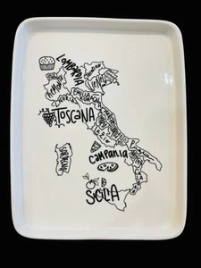 Borgo de’ medici ITALIA Mapa Blanco Porcelana Cerámica Bandeja para Servir NUEVO - Imagen 1 de 9