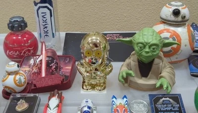 Disney Parks Star Wars Retired Lot – Coke Orb Bottles, BB-8 Sipper, Gold C-3PO – - Image 1 of 4