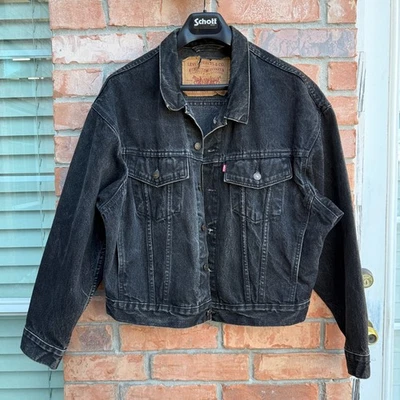 Vintage Levis Black Denim Jacket - 70598-4159 Size Medium Boxy Baggy Fit USA - Image 1 of 4
