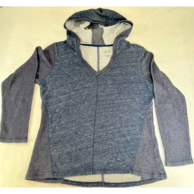 Sudadera con capucha deportiva ligera Style & Co para mujer L azul jaspeado gris tejido y gofre Foto 1 de 4