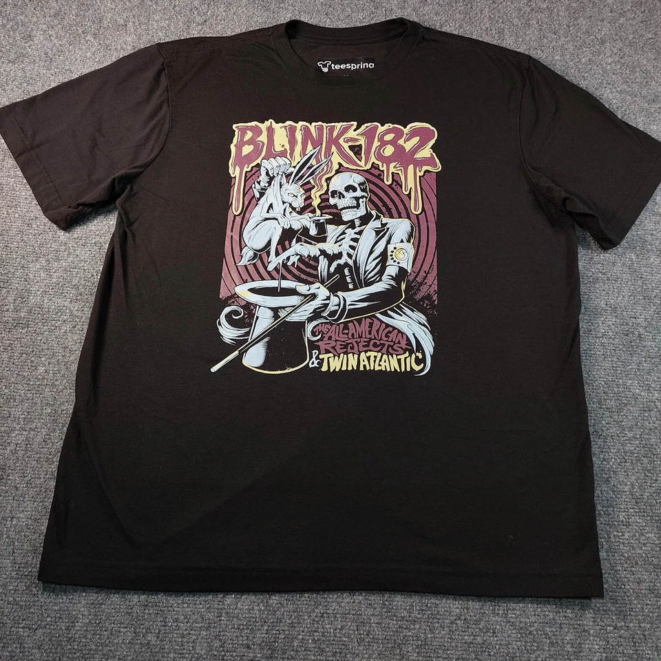 Camisa Blink 182 Para Hombres Grande Negra Esqueleto Mago Tour All American Rejects Camiseta Foto 1 de 4