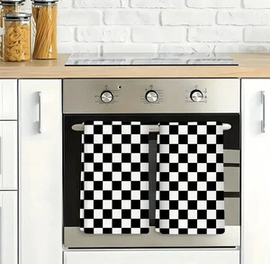Set of 3 Tea Towels in the style MacKenzie Child Kitchen Checked Gypsy Romany - Picture 1 of 5