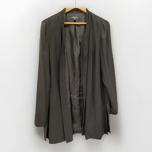 Eileen Fisher Cardigan Large Black 100% Silk Side Split Womens Long Sleeve - Picture 1 of 5