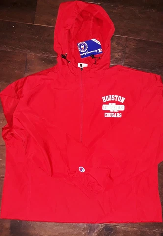 Houston Cougars 1/4 zip hooded packable collegiate jacket size x-large Cover