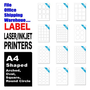 A4 Labels Sheets White Matte Round 30mm-70mm Dia Stickers Circle Sticker Inkjet - Picture 1 of 15