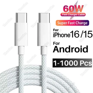 USB-C to USB-C Cable Fast Charger Lot Type C Cord For iPhone 16 15 Pro Samsung - Picture 1 of 8