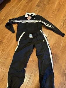 NWT Vintage Nike Full Zip Up Jacket And Pants Set Size M 8-10 Black And White - Picture 1 of 5