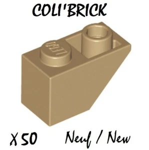 Lego 3665 - 50x Brique Toit / Slope, inverted 45 2x1 - Beige / Dark Tan -NEUF - Imagen 1 de 1