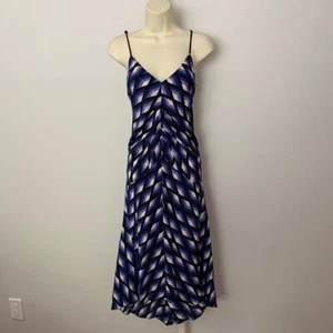 DVF Diane von Furstenberg Dona Mercer Black purple shift dress silk new L 12 14 - Imagen 1 de 6